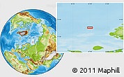 Physical Location Map of the area around 73° 3' 42" N, 47° 40' 29" E