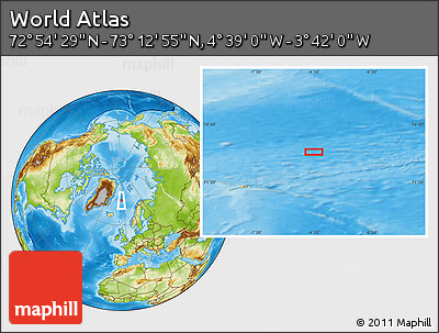 Physical Location Map of the Area around 73° 3' 42" N, 4° 10' 30" W