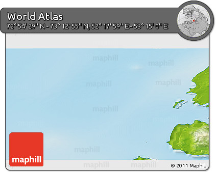 Physical 3D Map of the Area around 73° 3' 42" N, 52° 46' 29" E