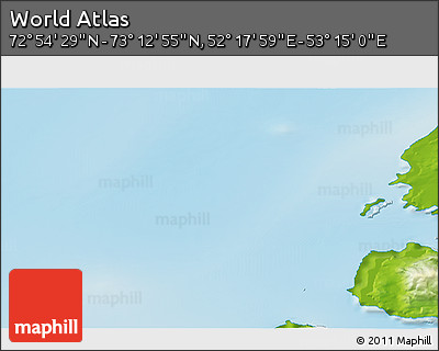 Physical 3D Map of the Area around 73° 3' 42" N, 52° 46' 29" E