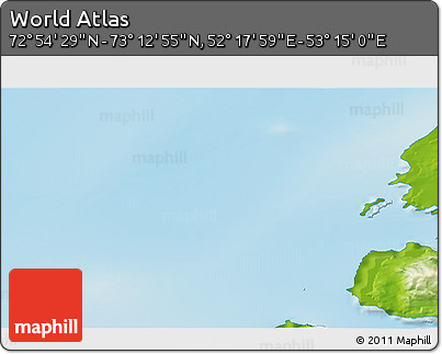 Physical 3D Map of the Area around 73° 3' 42" N, 52° 46' 29" E