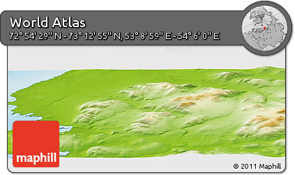 Physical Panoramic Map of the Area around 73° 3' 42" N, 53° 37' 30" E