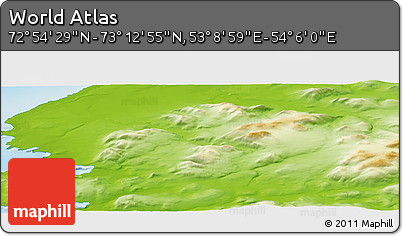 Physical Panoramic Map of the Area around 73° 3' 42" N, 53° 37' 30" E