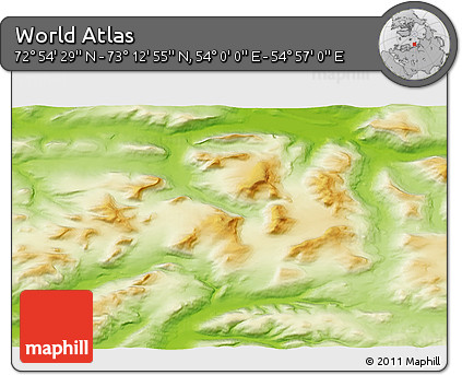 Physical 3D Map of the Area around 73° 3' 42" N, 54° 28' 30" E