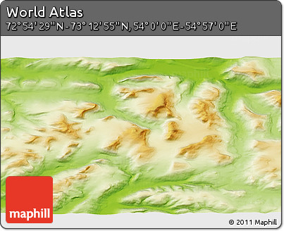 Physical 3D Map of the Area around 73° 3' 42" N, 54° 28' 30" E