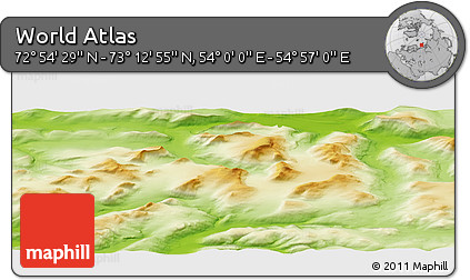 Physical Panoramic Map of the Area around 73° 3' 42" N, 54° 28' 30" E