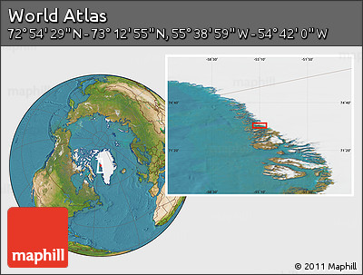 Satellite Location Map of the Area around 73° 3' 42" N, 55° 10' 29" W