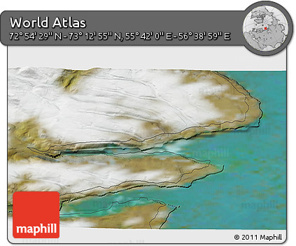 Satellite 3D Map of the Area around 73° 3' 42" N, 56° 10' 29" E