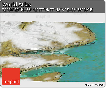Satellite 3D Map of the Area around 73° 3' 42" N, 56° 10' 29" E