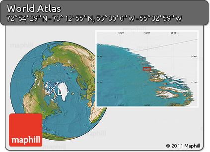 Satellite Location Map of the Area around 73° 3' 42" N, 56° 1' 29" W