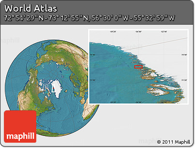 Satellite Location Map of the Area around 73° 3' 42" N, 56° 1' 29" W