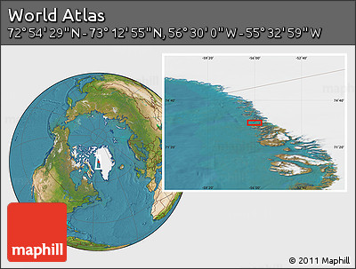 Satellite Location Map of the Area around 73° 3' 42" N, 56° 1' 29" W