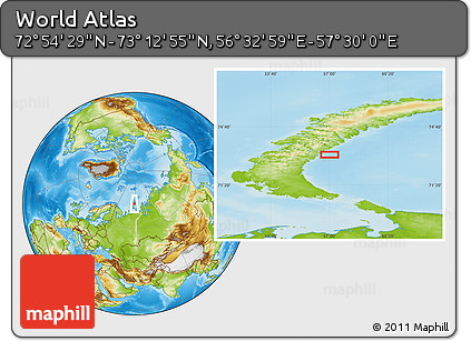 Physical Location Map of the Area around 73° 3' 42" N, 57° 1' 29" E