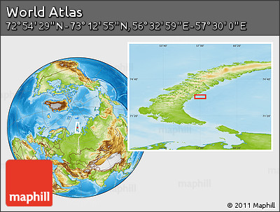 Physical Location Map of the Area around 73° 3' 42" N, 57° 1' 29" E