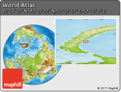 Physical Location Map of the Area around 73° 3' 42" N, 57° 1' 29" E