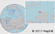 Gray Location Map of the area around 73° 3' 42" N, 68° 55' 30" E, hill shading