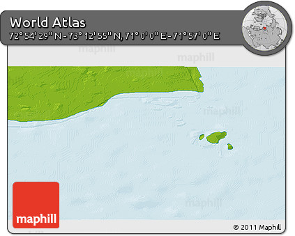 Physical 3D Map of the Area around 73° 3' 42" N, 71° 28' 29" E