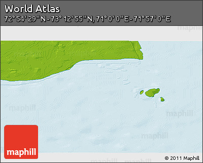 Physical 3D Map of the Area around 73° 3' 42" N, 71° 28' 29" E