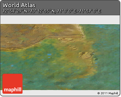 Satellite 3D Map of the Area around 73° 3' 42" N, 71° 28' 29" E