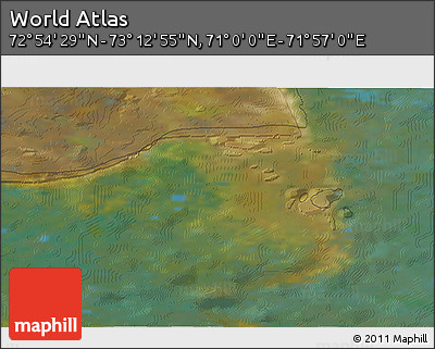 Satellite 3D Map of the Area around 73° 3' 42" N, 71° 28' 29" E