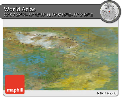 Satellite 3D Map of the Area around 73° 3' 42" N, 76° 34' 29" E