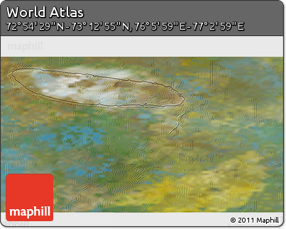 Satellite 3D Map of the Area around 73° 3' 42" N, 76° 34' 29" E