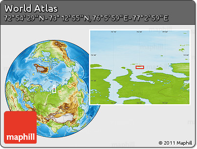 Physical Location Map of the Area around 73° 3' 42" N, 76° 34' 29" E