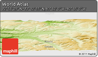 Physical Panoramic Map of the Area around 73° 3' 42" N, 83° 13' 29" W