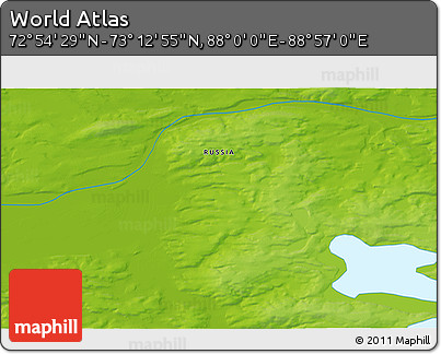 Physical 3D Map of the Area around 73° 3' 42" N, 88° 28' 29" E