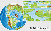 Physical Location Map of the area around 73° 3' 42" N, 89° 10' 30" W