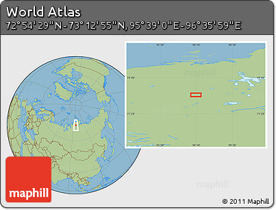 Savanna Style Location Map of the Area around 73° 3' 42" N, 96° 7' 30" E