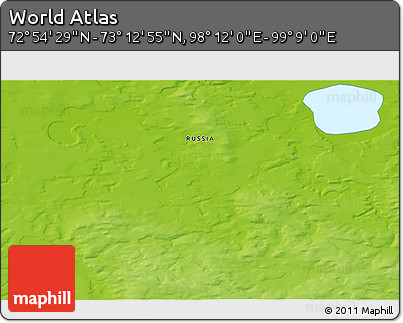 Physical 3D Map of the Area around 73° 3' 42" N, 98° 40' 30" E