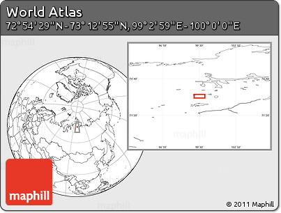 Blank Location Map of the Area around 73° 3' 42" N, 99° 31' 30" E