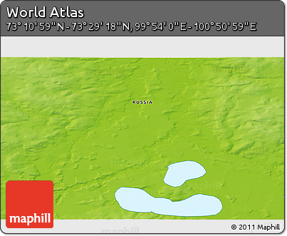 Physical 3D Map of the Area around 73° 20' 8" N, 100° 22' 30" E