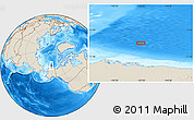 Shaded Relief Location Map of the area around 73° 20' 8" N, 152° 4' 29" W