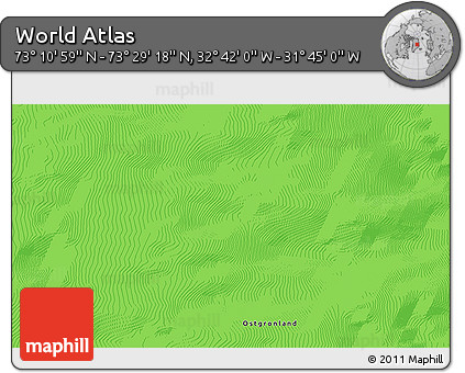 Political 3D Map of the Area around 73° 20' 8" N, 32° 13' 30" W