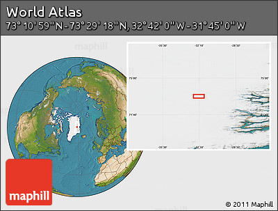 Satellite Location Map of the Area around 73° 20' 8" N, 32° 13' 30" W
