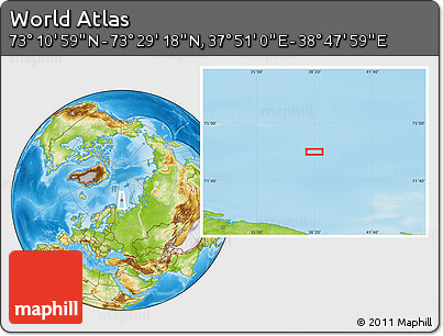 Physical Location Map of the Area around 73° 20' 8" N, 38° 19' 30" E
