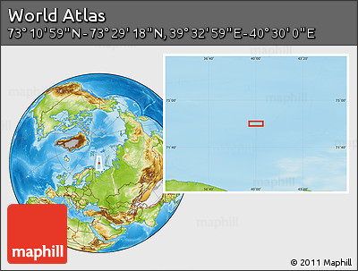 Physical Location Map of the Area around 73° 20' 8" N, 40° 1' 29" E
