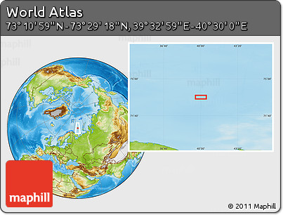 Physical Location Map of the Area around 73° 20' 8" N, 40° 1' 29" E