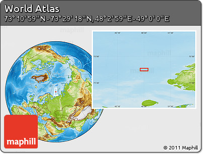 Physical Location Map of the Area around 73° 20' 8" N, 48° 31' 29" E