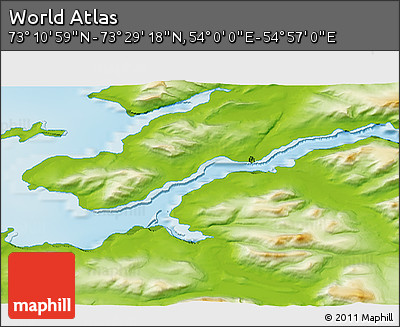 Physical 3D Map of the Area around 73° 20' 8" N, 54° 28' 30" E