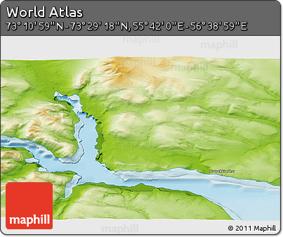 Physical 3D Map of the Area around 73° 20' 8" N, 56° 10' 29" E