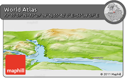 Physical Panoramic Map of the Area around 73° 20' 8" N, 56° 10' 29" E