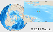 Shaded Relief Location Map of the area around 73° 20' 8" N, 66° 13' 29" W