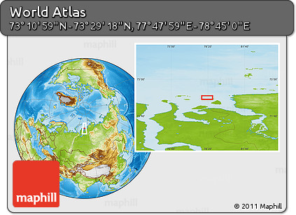 Physical Location Map of the Area around 73° 20' 8" N, 78° 16' 30" E
