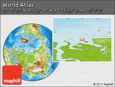 Physical Location Map of the Area around 73° 20' 8" N, 78° 16' 30" E