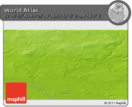 Physical 3D Map of the Area around 73° 20' 8" N, 94° 25' 30" E