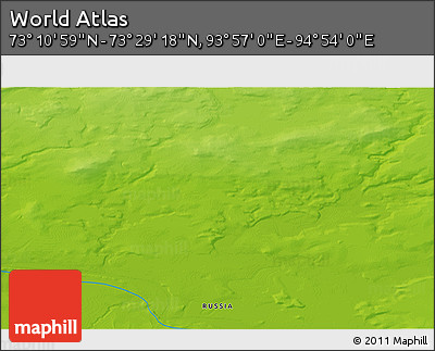 Physical 3D Map of the Area around 73° 20' 8" N, 94° 25' 30" E
