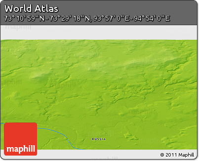 Physical 3D Map of the Area around 73° 20' 8" N, 94° 25' 30" E